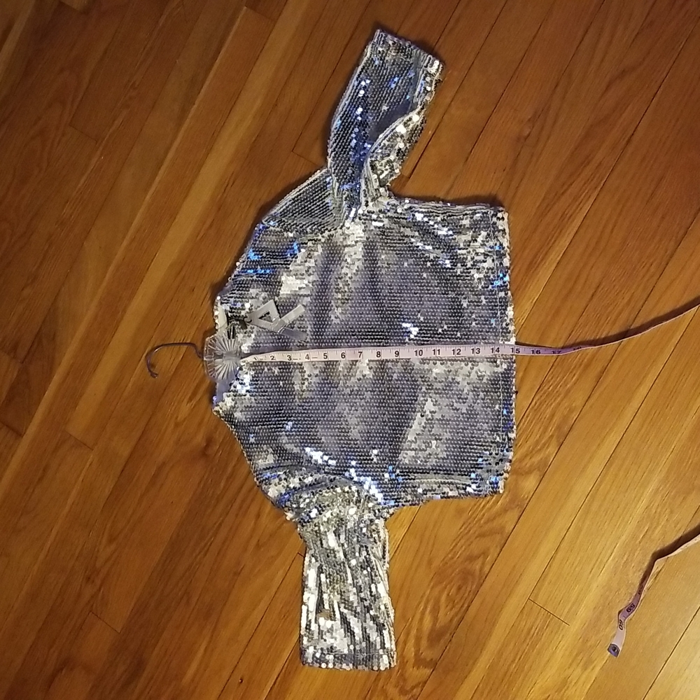 Silver Sequin Crop Top Shrug - Picture 7 of 8